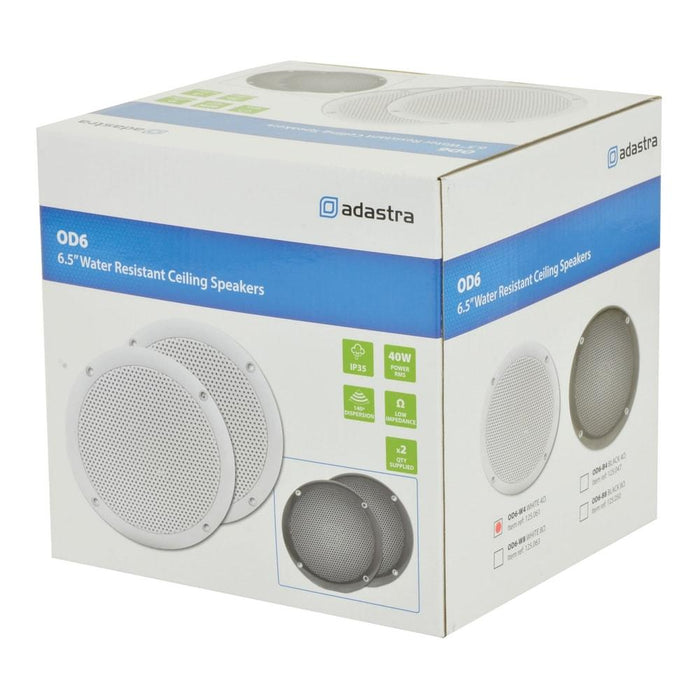 Adastra OD6-W4 OD Series 100W 6.5" Water Resistant Ceiling Speakers (Pair) - Tech4