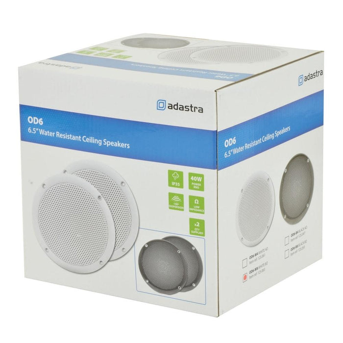 Adastra OD6-W8 OD Series 100W 6.5" Water Resistant Ceiling Speakers (Pair) - Tech4
