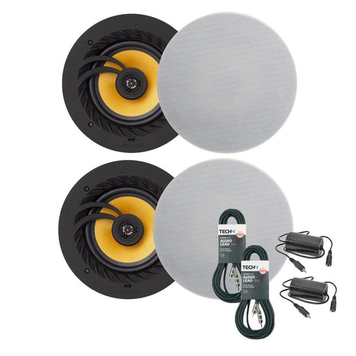 Lithe Audio 4 x Bluetooth Ceiling Speaker System (2 Master & 2 Passives) - With FREE TECH4 Link Pack - Tech4