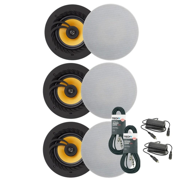 Lithe Audio 6 x Bluetooth Ceiling Speaker System (3 Master & 3 Passives) - With FREE TECH4 Link Pack - Tech4