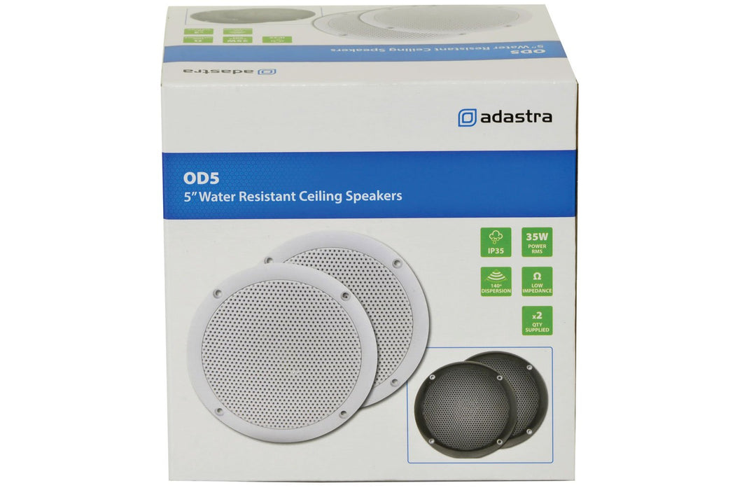 Adastra OD5-W8 OD Series 80W 5" Water Resistant Ceiling Speakers (Pair) - Tech4